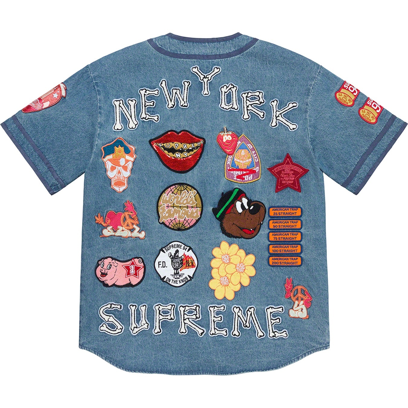 Patches Denim Baseball Jersey view 10